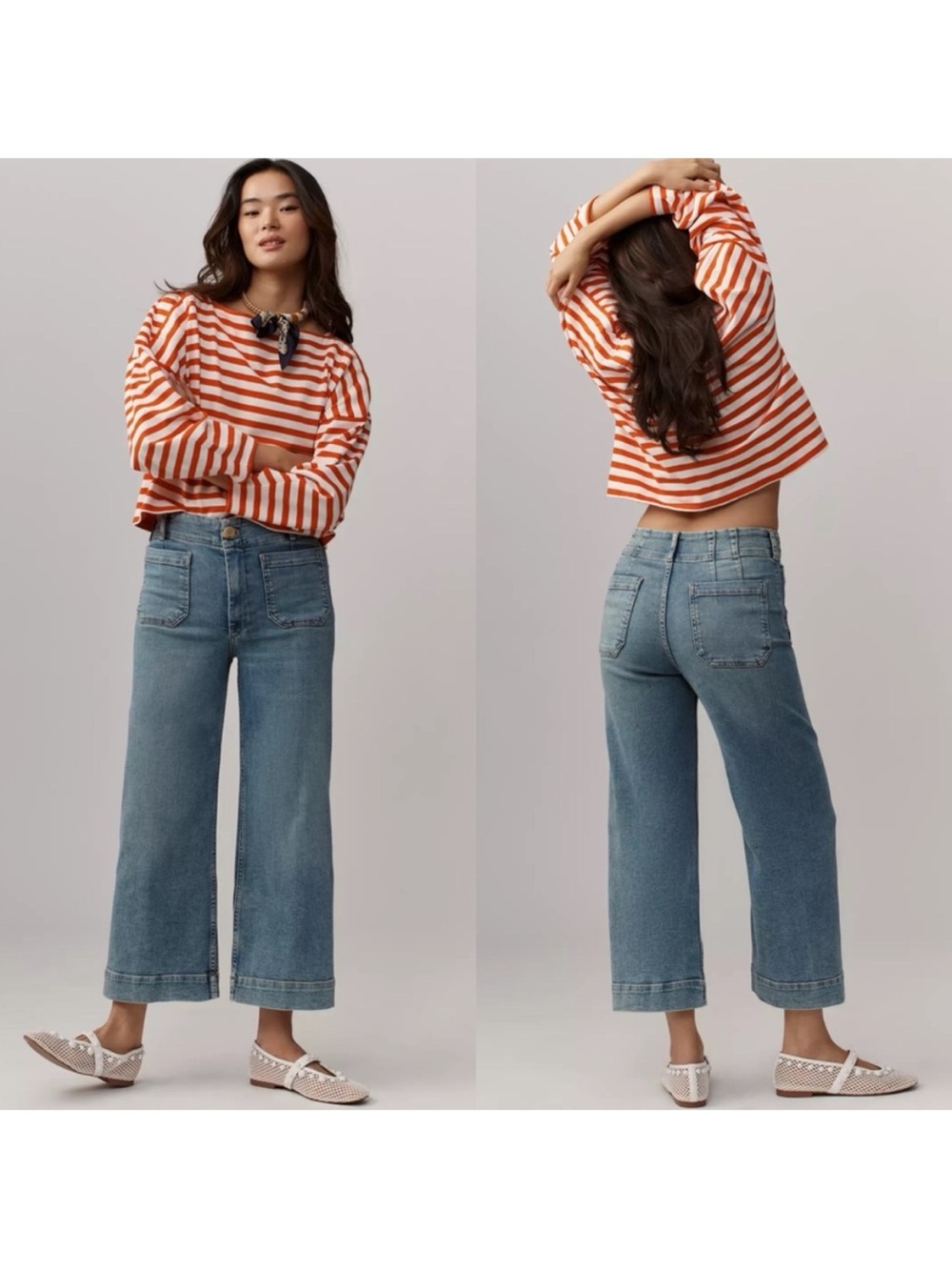 Maeve by Anthropologie Women's The Colette Wide Leg Crop Jeans size 28 EUC